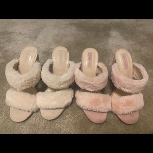 2 pairs of cute fur Forever 21 sandals